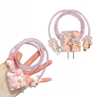 1/2Pcs Sanrio Hello Kitty My Melody Cute Silicone Charger Protective Case Kawaii Kitty Cat USB Cable