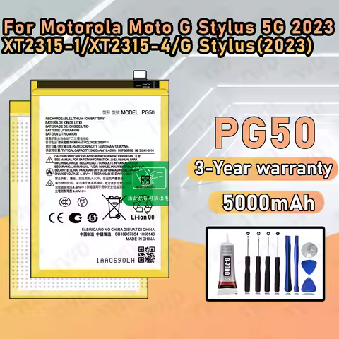 PG50 Large capacity Battery For Motorola Moto G Stylus 5G 2023/XT2315-1/G Stylus(2023) batteries New