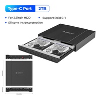 ORICO 2TB External Hard Drives Support RAID 0/1 2.5inch wd HDD Type-C Port Silicone Protection