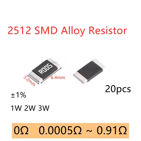 20pcs 2512 SMD Alloy Resistor 2mR 0.005R 0.01R 0.015R 0.02R 0.025R 0.03R 0.04R 0.05R 0.1R 0.15R 0.22