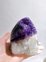 天然巴西水晶 紫水晶原石水晶洞 方解石共生 crystal purple