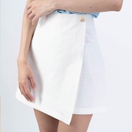 haas กางเกงขาสั้นดีไซน์กระโปรงหน้า ทรงสวย เรียบหรู ใส่สบาย HFST2953