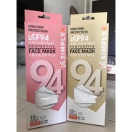 KF94 SIMPLY K white FACE MASK Korean style for hijabist Headloop Earloop