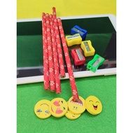 Combo 15 Piece includes 5 pencils, 5 erasers, 5 erasers. Full price, guys....