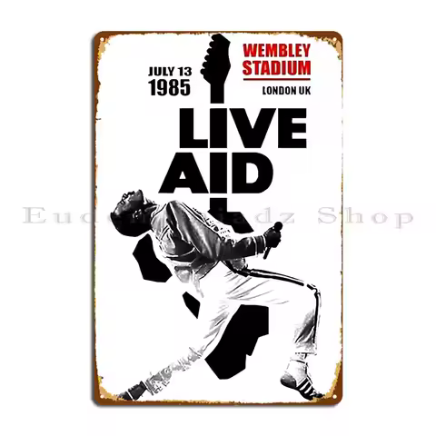 Live Aid Wembley Stadium Queen Metal Sign Wall Plaque Pub Mural Cinema Printing Tin Sign Poster