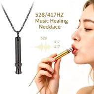 528Hz Healing Whistle Necklace - 316L Stainless Steel Cylindrical Pendant - 528/417Hz AUM Sound Ther