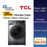 【FREE SHIPPING】TCL Front Load Washer & Dryer 10kg/7kg with Child Lock DD Inverter TWD100-C22DG