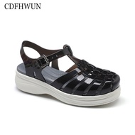 รองเท้าแตะผู้หญิง CDFHWUN รองเท้าวุ้นฤดูร้อนรองเท้าส้นเตี้ย EVA