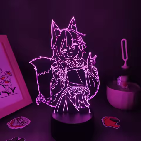 The Helpful Fox Senko San Anime 3D LED Neon Nightlight Birthday Gift for Friend Otaku Bedroom Decor 