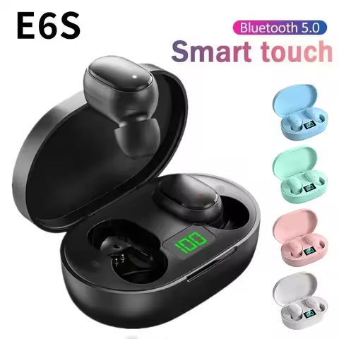 Air E6S TWS Bluetooth Earphones 5.2 Wireless Headphones with Mic Charging Box Handsfree Earbuds for 