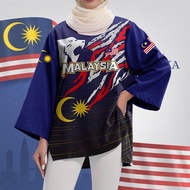 Baju 68th Merdeka Jersey Bunga Raya Merdeka Shirt Irregular Slit Shirt Women's Long Sleeve Shirt