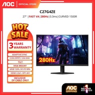 AOC C27G4ZE 27" CURVED GAMING MONITOR ( 27" FAST VA FHD / 0.3MS / 280HZ / ADAPTIVE SYNC /HD MI + DP)