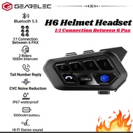 GEARELEC H6 Motorcycle Helmet Intercom Headset 1000m Range 6 Riders Connection And 2 Riders Interkom
