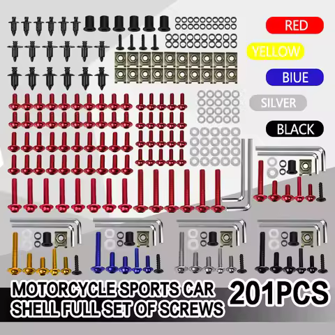 201 PCS Motorcycle CNC Fairing Bolts Kit Screws For YZF 600 1000 R1 R6 R3 R15 R25 T-MAX 530 TMAX 500