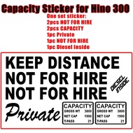 Hino 300 Capacity Sticker Set Black Color