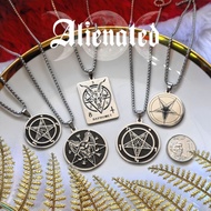 Pentagram Baphomet Goat Head Necklace Retro Punk Gothic Grunge