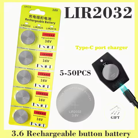 5-50PCS LIR2032 Conveniently Rechargeable Battery 2032 Lithium charging Can Replace 3.6v 40mAH CR203