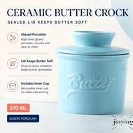 Ceramic Butter Crock with Lid Countertop Butter Storage Jar Removable Inner Cup Butter Keeper Dish