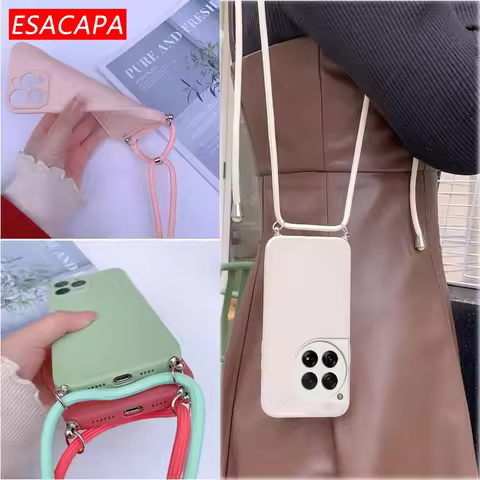 For Oneplus 12 12R Crossbody Lanyard Silicone Phone Case For Oneplus 11 Pro 10T9 8T 7 Strap Hang Sof