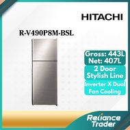 【FREE SHIPPING】Hitachi Inverter Line Series Refrigerator (443L) R-V490P8M-BSL / R-VX490PM9 BBK/BSL /