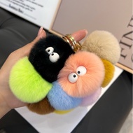 GANTUNGAN Cute Imitation Rabbit Fur Ball Keychain Pendant Ins Style Small Briquette School Bag Penda