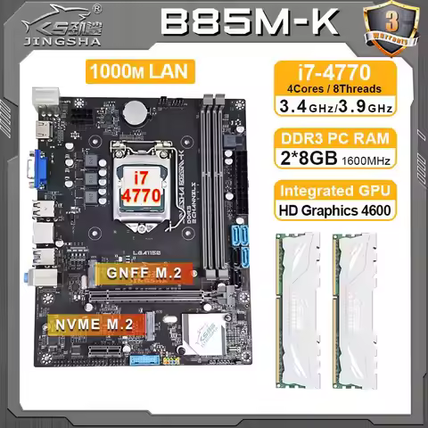 B85 M-ATX LGA 1150 motherboard kit with i7 4770 CPU 2*8GB DDR3 RAM set pc gamer HD Graphics 4600 pla