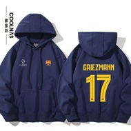 Áo Nỉ Có Mũ Barcelona Messi Bóng Đá 10 Mùa Xuân Thu Mỏng Rộng Rãi Thường Ngày Cotton Polyester Dài T