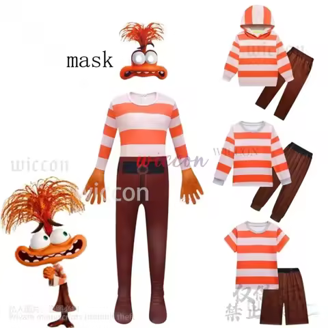 Kids Halloween Costume Movie Inside Cartoon Out 2 Anxiety Cosplay Jumpsuit Boy Sweatshirt Hoodie + P