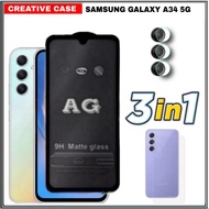 PACKAGE 3 INC 1 TEMPERED GLASS SAMSUNG GALAXY A34 5G ANTI OIL - SAMSUNG A34 5G