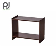 PJ Wood ชั้นวางของไม้ 2 ชั้น โต๊ะกลาง สีธรรมชาติ ไม้ยางพาราแท้ 100% โต๊ะข้างเตียง Basic End Table