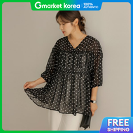 Easy-On | Elysia Piod Dot Flare Three-Quarter Sleeve Blouse