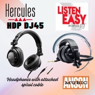 Hercules DJ HDP DJ45 Headphones with attached spiral cable ( DJ-45 / DJ 45 / HDP-DJ45 )