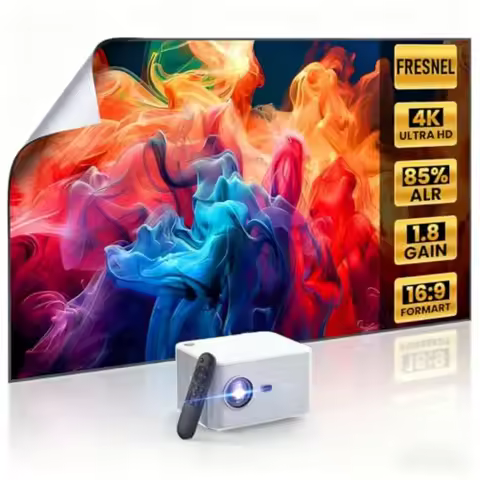 Home Theater Projector with Built-In App and Fresnel 85 ALR Screen for Daylight Use 1.8dB Gain 100 s