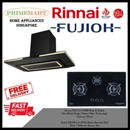 Rinnai RH-C1059-PBR Chimney Hood + Fujioh FH-GS5530S SVGL Black Glass Gas Hob BUNDLE DEAL - FREE DEL