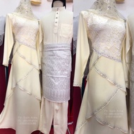 BAJU DRESS JUBAH MUSLIMAH ABAYA (CREAM / PUTIH) NIKAH TUNANG RAYA SET SEDONDON COUPLE