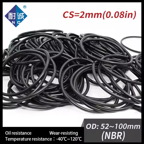 5PCS/Lot Nitrile Rubber Black NBR CS2mm OD52/54/55/56/60/62/65/70/75/80/85/90/92/95/100mm O Ring Gas