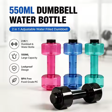 550ml Dumbbell Water Bottle 2 in 1 Adjustable Water Filled Dumbbell Portable Leakproof Workout Weigh
