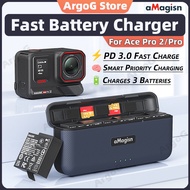 aMagisn Fast Charge Battery Charger for Insta360 Ace Pro 2 Portable Battery Charging Case With SD Ca