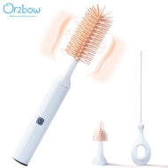 Orzbow Electric Baby Bottle Brush, Bottle Cleaning Set Silicone Baby Bottle Straw Cleaner Waterproof Electric Cup Brush