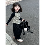 COD 2026 Girls Spring Autumn Children Pure Cotton T-Shirt Fashion Pumpkin Pants All-Match Western St