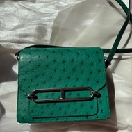 U4絲絨綠銀扣 豬鼻子包 Roulis mini 鴕鳥皮  A刻