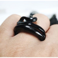 Cincin Natural Akar Bahar Hitam Kualitas Bagus Pilihan Terbaik