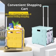 Portable Trolley Foldable Storage Trolley Cart Camping Grocery Shopping Cart Outing Essential Folding Trolley