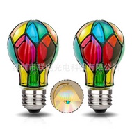 Hand-Painted Bulb A60 Edison Bulb Art Lamp DIY Stained Glass Bulb Hand-Painted A19LED Filament Bulb
