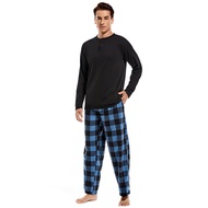 Mens Pajama Pants - Pajamas for Men Fleece Pyjamas Bottoms Cotton T Shirt - Pajamas Set Flannel PJ P