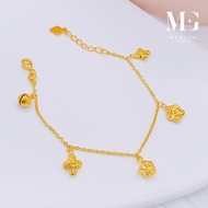 Merlin Goldsmith 22K 916 Gold Flowery Kids Bracelet (With Bell)