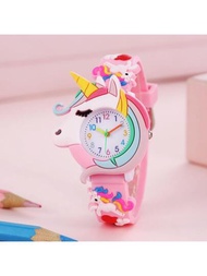 新到貨兒童矽膠卡通手錶,有心形圖案、獨角獸、土星、彩虹和流星等設計