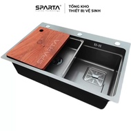 Chậu Rửa Bát Inox Nano xám đen  kích thước 68x46