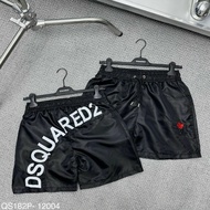Dsq men's wind shorts embroidered with red maple leaves D2 thighs mixed with Dsquared2 printed cross