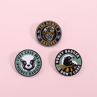 Honey Badger Themed Enamel Brooch Cute Creative Animal Metal Pin Personalized Slogan Text Badge Back